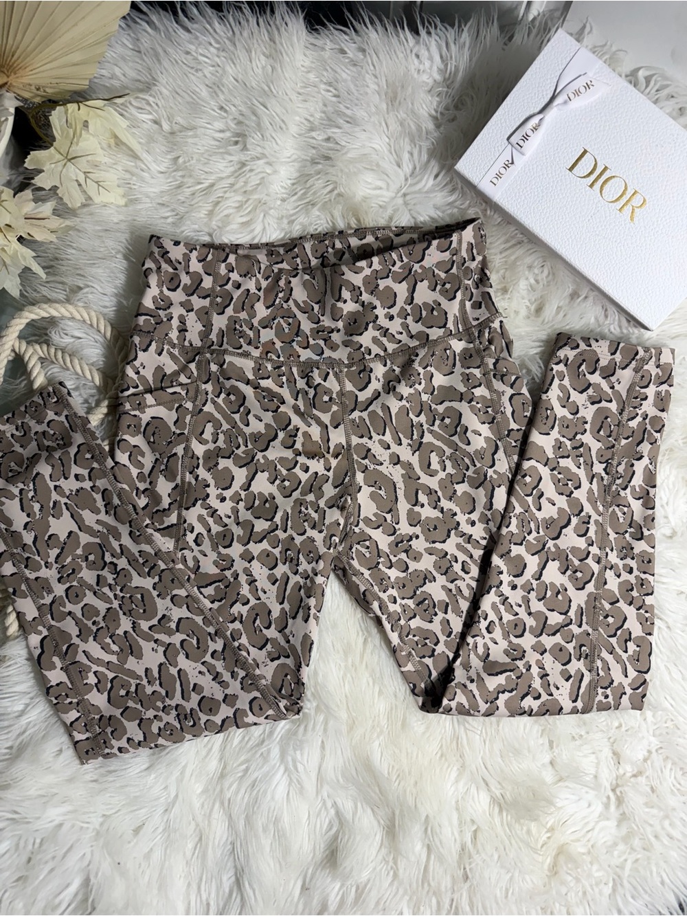 Calvin Klein Leopard Print High-Waist Capri Leggings in Brown